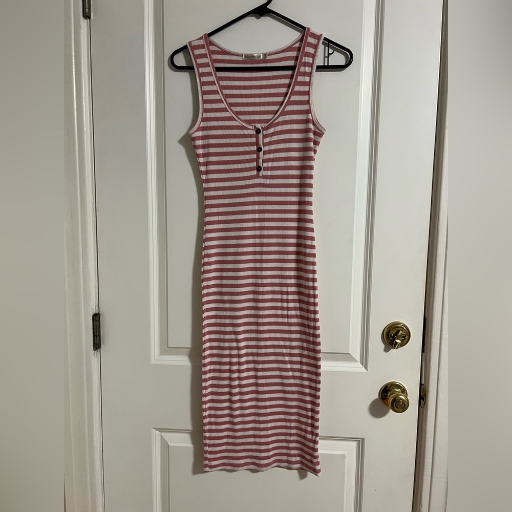 Striped Pink Tank Midi Dress